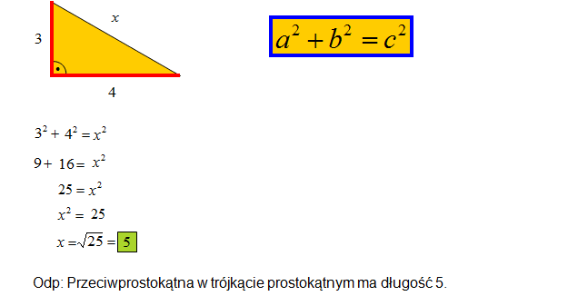 Twierdzenie Pitagorasa rozwiązanie zadania